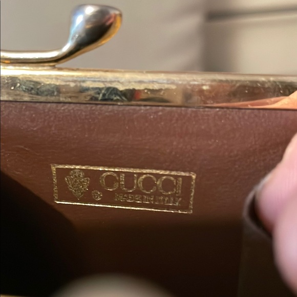 Gucci vintage brown Leather Women's coin kiss lock - Picture 6 of 7